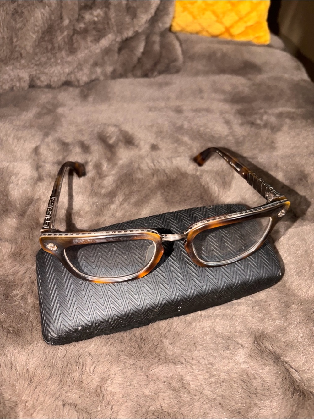 Chrome Hearts Tortoiseshell Rectangle Glasses - Brown Authentic!!!